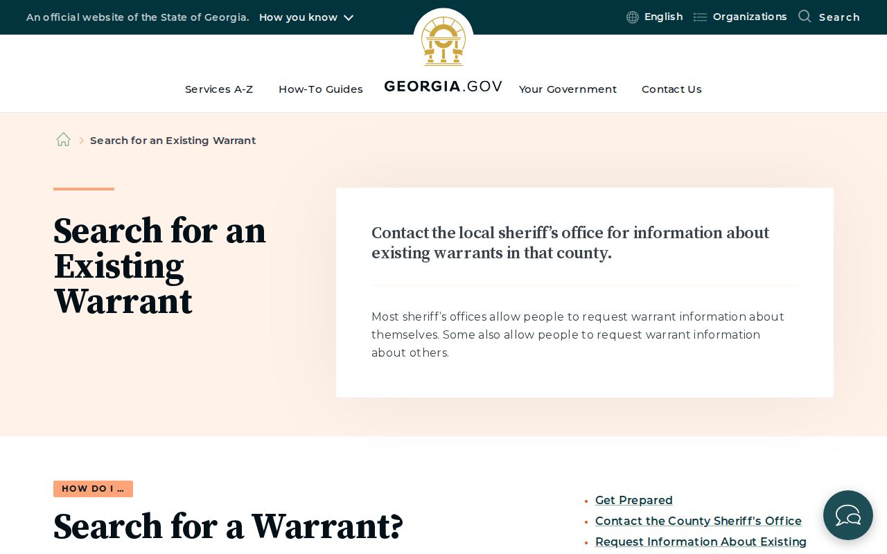 Georgia official existing warrant instructions relevant to Stephens County